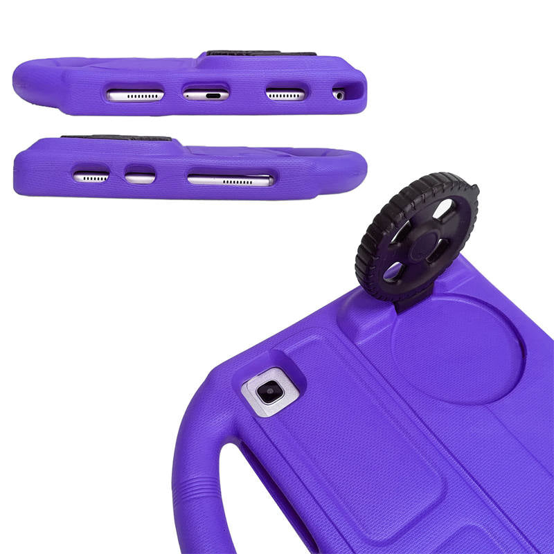 Wheel Samsung Tablet Case For Tab S P6 Lite/A7 (2020)/S5E (2019) Shockproof Stand Cover With Handle Stand-Purple