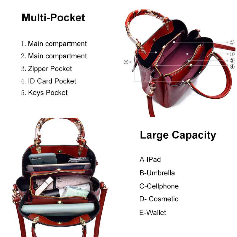 Womens Fashion Leather Purses and Handbags Top Handle Satchel Tote Bags-Black