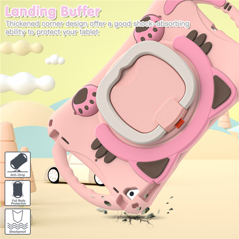 CatB Silicone Case For iPad 10.2 Air10.5 Pro10.5 Shockproof Shoulder Strap Handle Stand-Pink