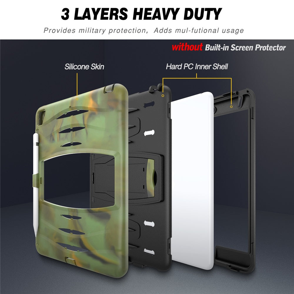 Shock Wave Kickstand Case Anti-Fall Protection With Pencil Holder For 9.7inch iPad 5/iPad 6/iPad Air2/iPad Pro9.7-Camouflage