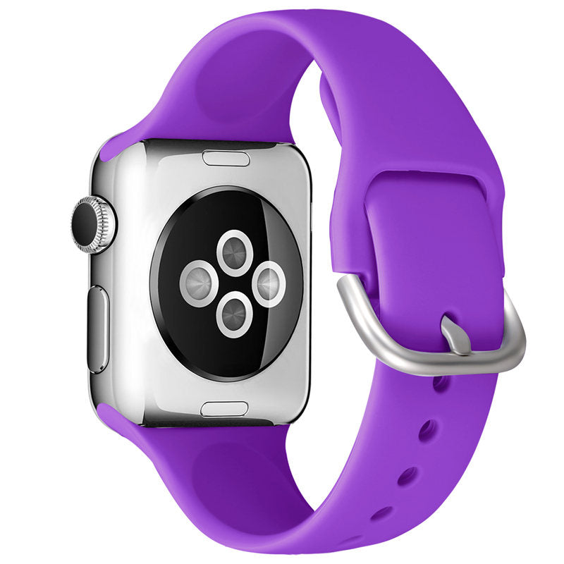 Silicone Sport Replacement Strap with Classic Clasp for iWatch Series SE 6 5 4 3 2 1-Purple