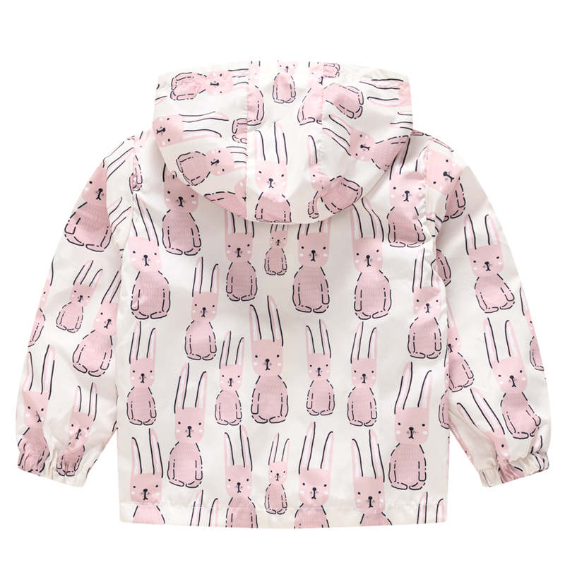 Toddler Boys Girls Cartoon Print Zip Jacket Hooded Trench Kids Casual Coats-13