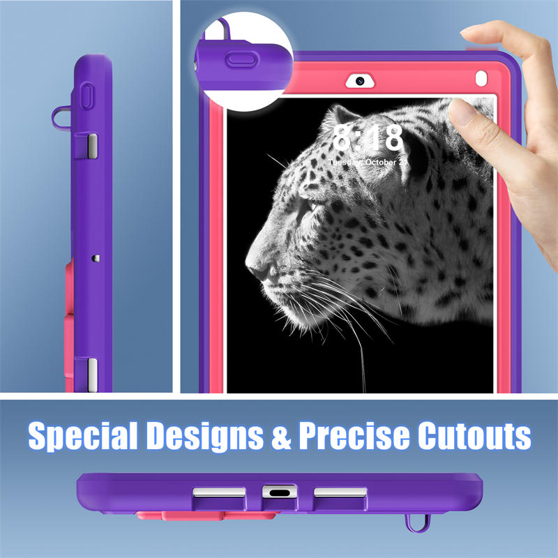 Tablet Case Rugged with Kickstand for iPad 6th/5th Generation 2018/2017-PurpleRosered