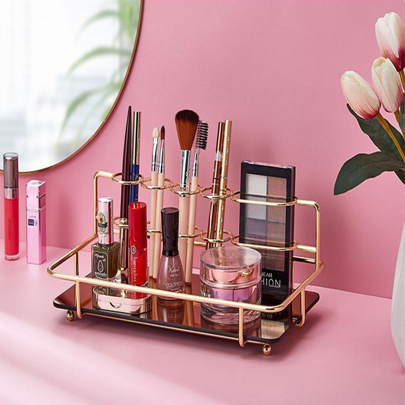 European Style Metal Cosmetic Storage Storage Rack For Bathroom Bedroom-GoldL