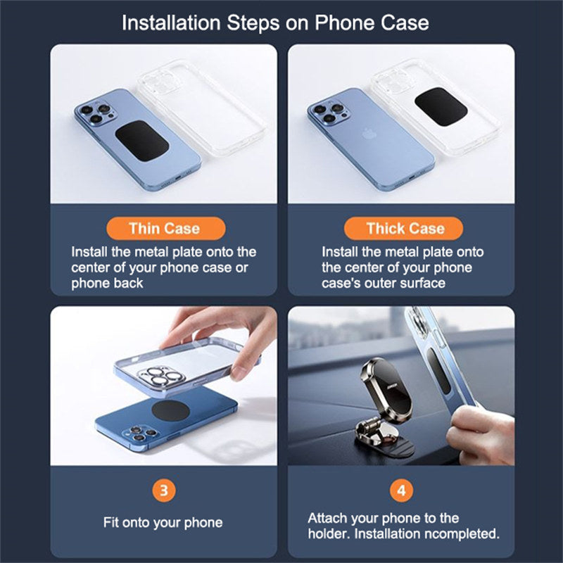 Folding Magnetic Phone Holder 360¡ãRotation for Car Dashboard Universal