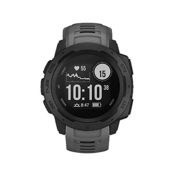 For Garmin Instinct Watchband Soft Silicone Adjustable Replacement Strap 22MM Black Steel Buckle-Graphite Gray