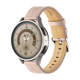 Genuine Leather Watchband Groove for Galaxy Watch 42mm/Samsung Gear S3-LightPink