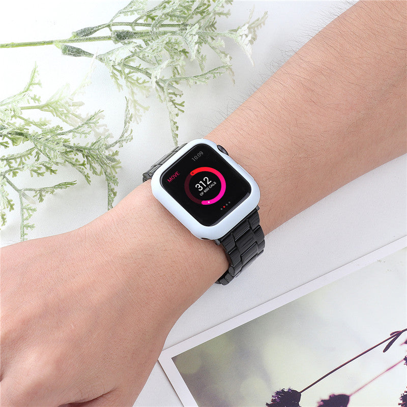 Fashion Resin Candy Watch Band + Watch Case For Apple Watch SE/6/5/4/3/2/1£¨Black+White£©
