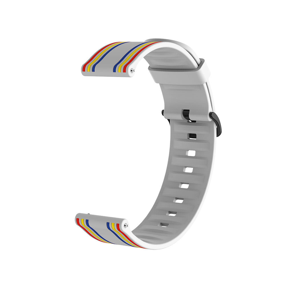 Silicone Band Striped Watch Band For Samsung Galaxy Watch 42/46mm Gear S3 Frontier/Classic(Rainbow White)