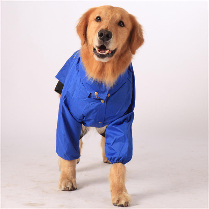 Dog Raincoat Lightweight Adjustable Windbreaker Hooded Jacket for Pets-Blue