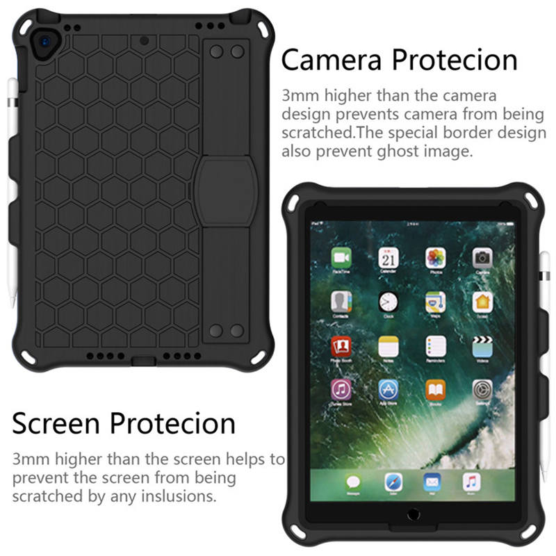 Hive iPad Case For iPad Pro/Air 10.5/iPad 10.2 Durable Stand Cover With Shoulder Strap-Black