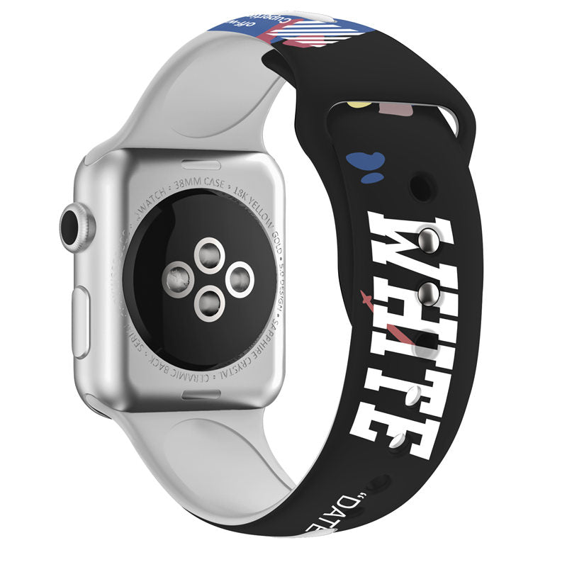 Street Fashion Printing Pattern Silicone Watchband for Apple Watch SE & Series 6/5/4/3/2/1-A4