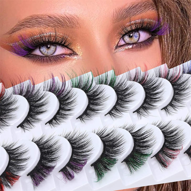 Cat Eye Colorful False Eyelashes Reusable Lash for Cosplay Festival