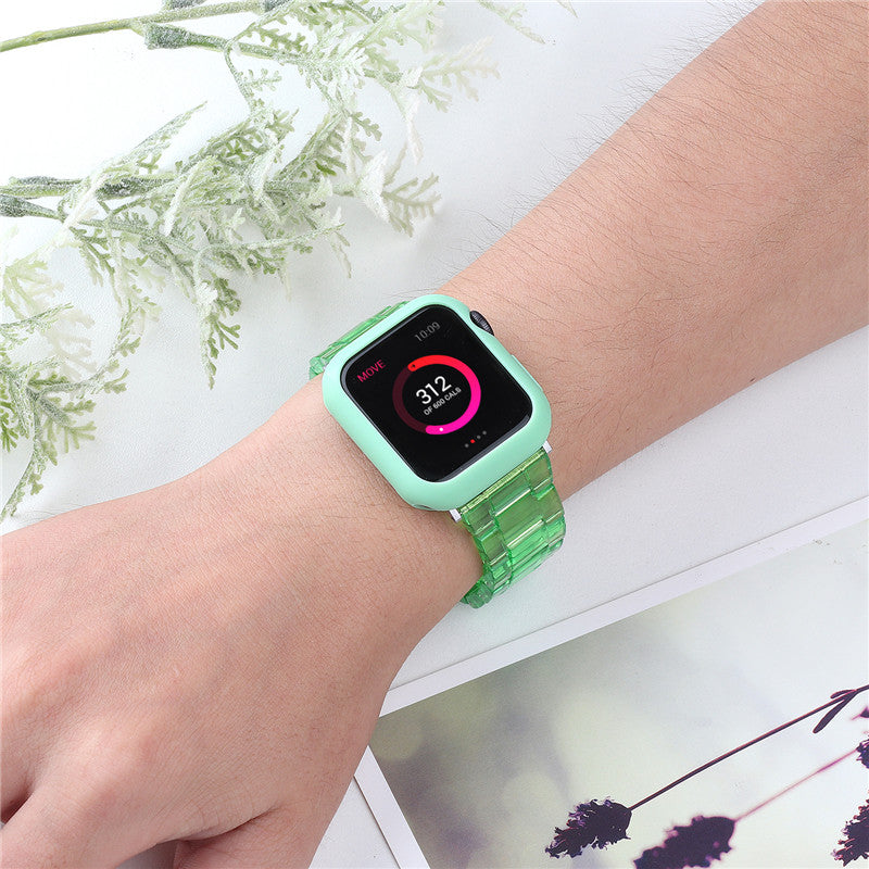 Fashion Resin Candy Watch Band + Watch Case For Apple Watch SE/6/5/4/3/2/1£¨Green+Green£©