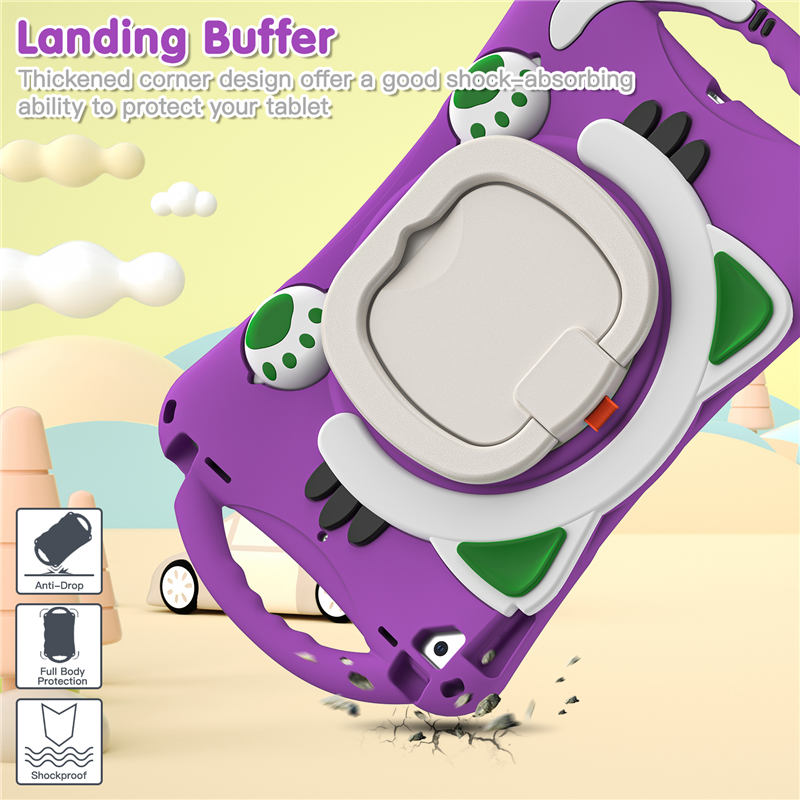 CatB Silicone Case For iPad 10.2 Air10.5 Pro10.5 Shockproof Shoulder Strap Handle Stand-Purple
