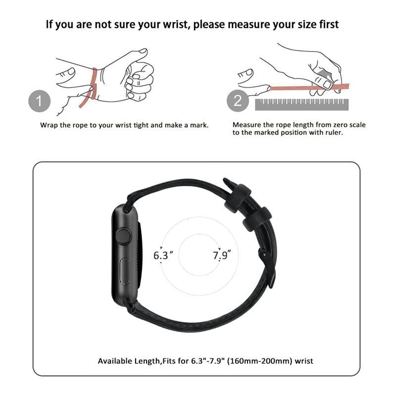Oil Wax Genuine Leather Apple Watch Band for iWatch Series SE/6/5/4/3/2/1-Black