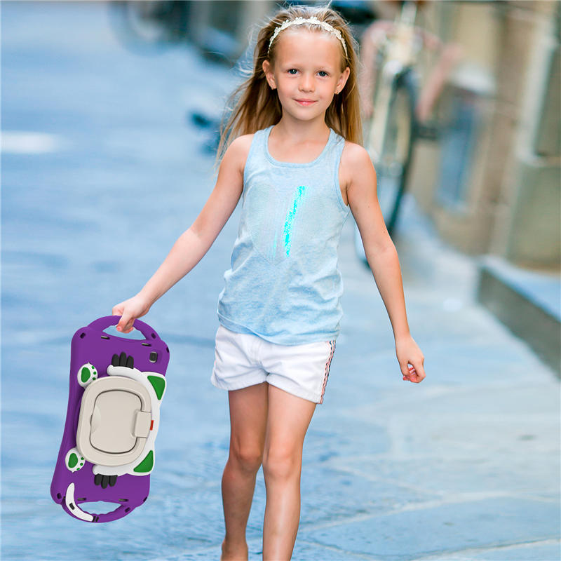 CatB Samsung Tablt Case for Tab A7 10.4 T500/T505/T507/T505N Shockproof Shoulder Strap Handle Stand-Purple