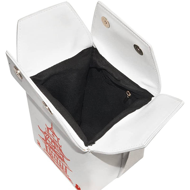 Fashion Crossbody Bag Chinese Takeout Box Style Clutch Bag for Girl-White
