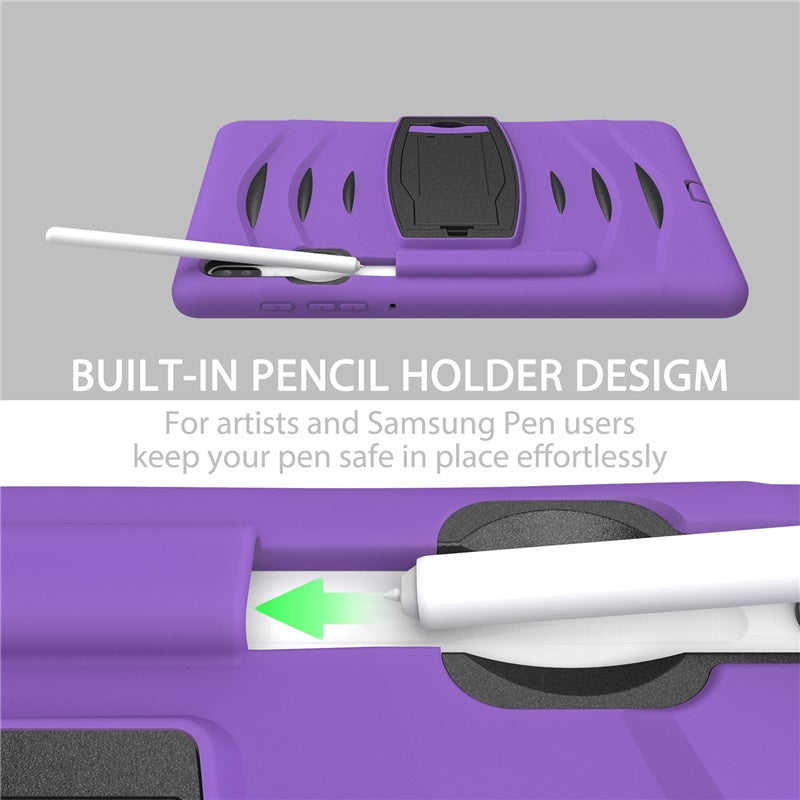Shock Wave Kickstand Case Anti-Fall Protection With Pencil Holder For Samsung Tab S6 10.5inch T860/T865/T867(2019)-Purple