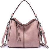Handbags for Women Large Designer Ladies Hobo bag Bucket Purse Faux Leather-Pink