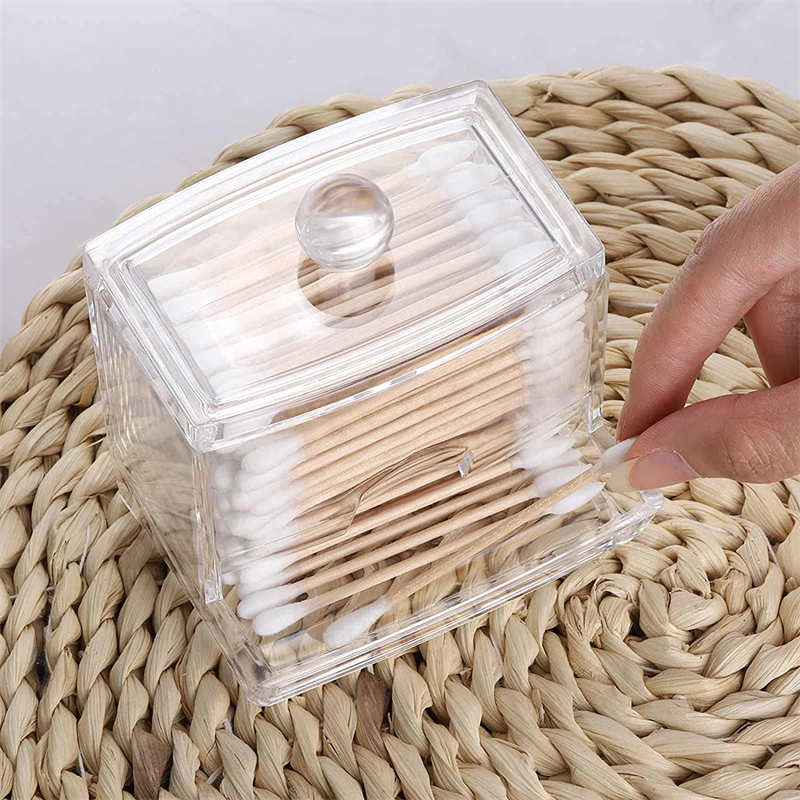 Cotton Swab Pads Holder Cotton Buds Ball Dispenser Organizer Box Clear Acrylic Cotton Pad Container
