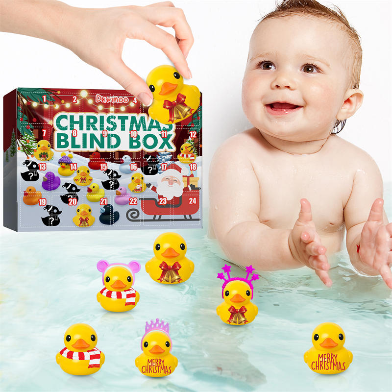 24 Days Christmas Countdown Calendar with 24 Rubber Ducks Toys