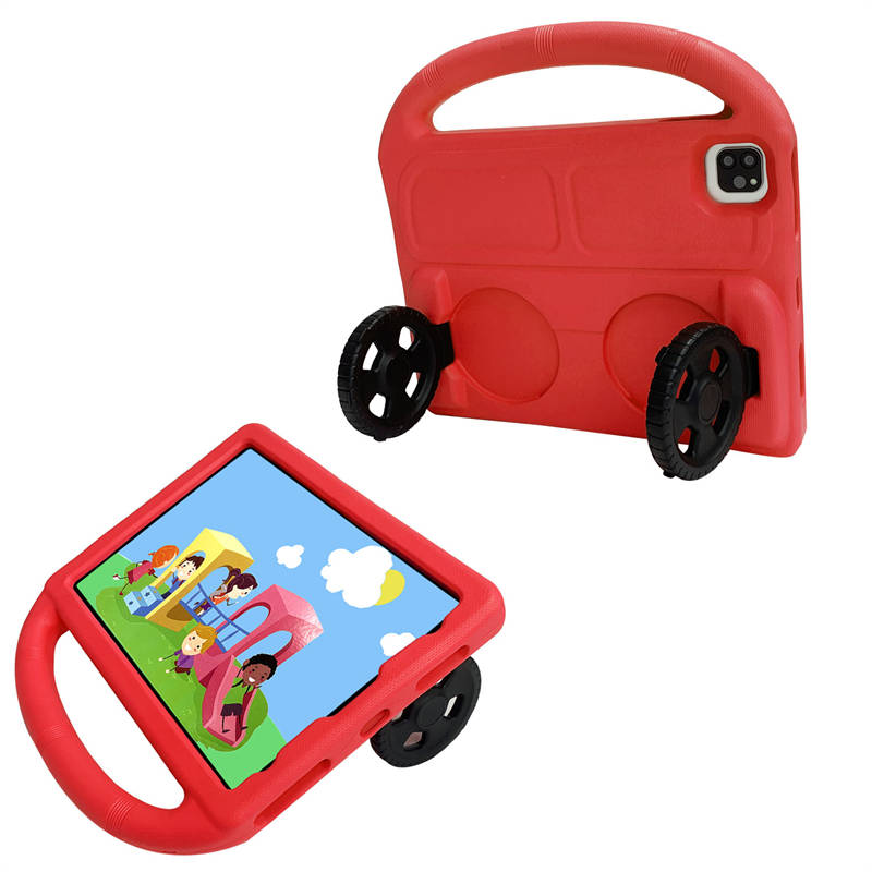 Wheel iPad Case For iPad Pro 11/Air4 10.9 inch Shockproof Stand Cover With Handle Stand-Red