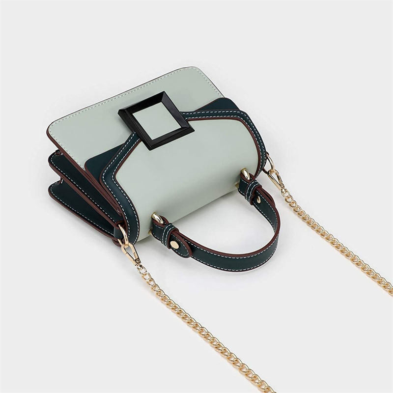 Crossbody Bags for Women Leather Chain Cute Color-Block Handbags-LightGreen