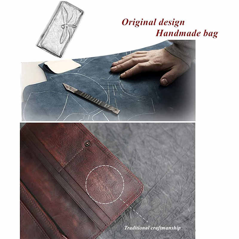 Slim Wallets for Women Embossed Dragonfly Leather Wallet Cellphone Clutch-Brown
