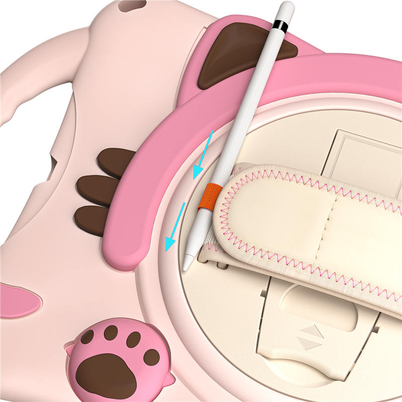 CatA iPad Silicone Case For iPad 10.2 Air10.5 Pro10.5 Built-in Handle Stand With a Strap-Pink