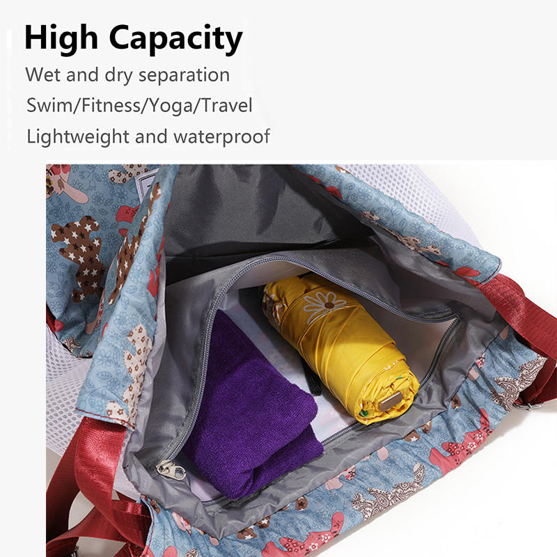 Womens Drawstring Bag Large Wet and Dry Separation Backpack-Rabbit