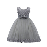 Girls Tulle Lace Flower Princess Wedding Dress For Toddler And Baby Girl-Gray