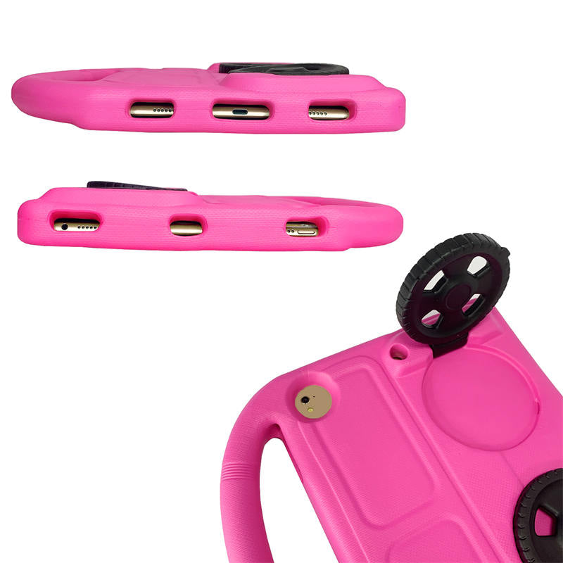 Wheel iPad Case For iPad 9.7inch Air1/2 Pro9.7 Shockproof Stand Cover With Handle Stand-Rose