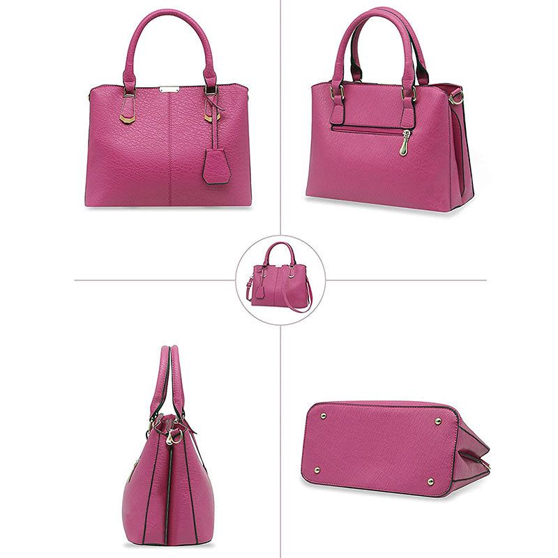 Womens Fashion Handbags Top Handle High Capacity Tote-RoseRed