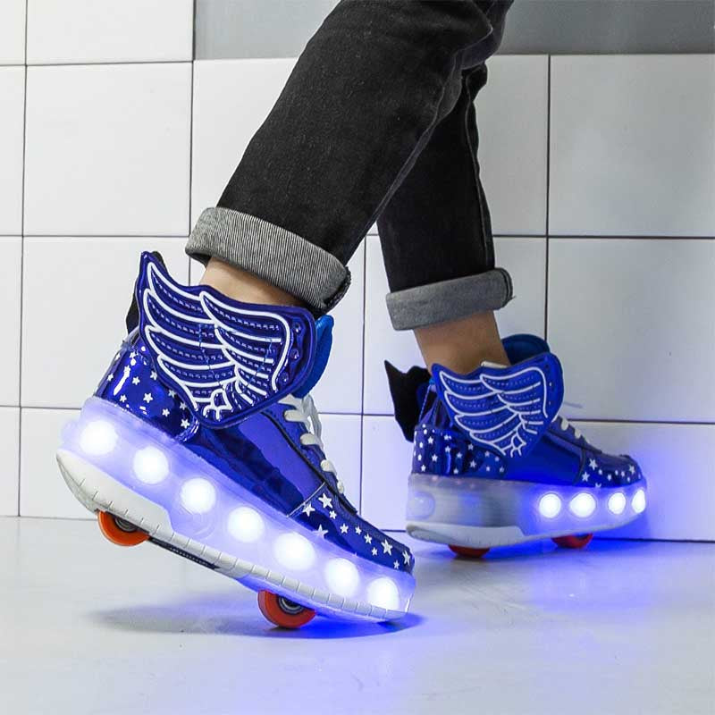 Kids LED Light Up Shoes High top Dancing Sneakers for Boys Girls-Blue
