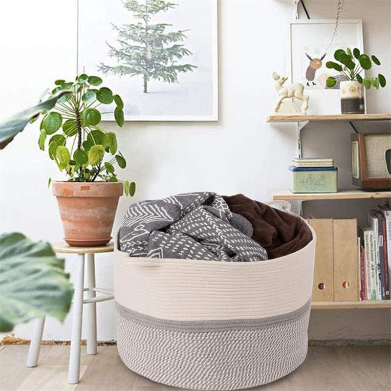 Extra Large Cotton Rope Woven Basket Clothes Storage Basket with Handles