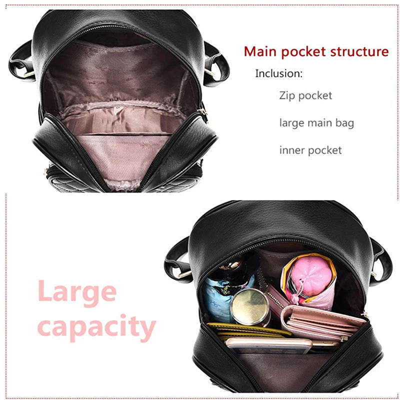 Leather Backpack Casual Travel Daypacks with Cute Bear For Womens-WineRed