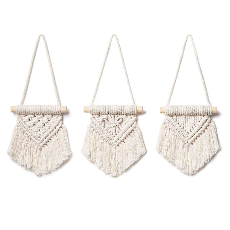 3 Pcs Mini Boho Macrame Wall Hanging for Bedroom Living Room