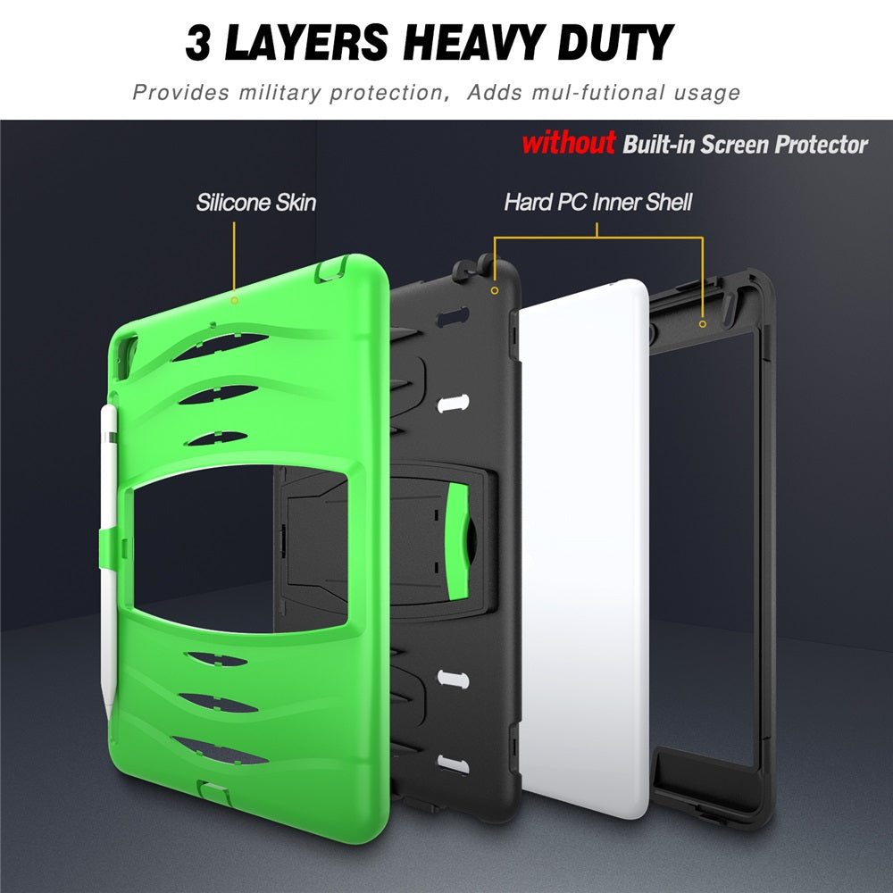 Shock Wave Kickstand Case Anti-Fall Protection With Pencil Holder For 9.7inch iPad 5/iPad 6/iPad Air2/iPad Pro9.7-Green