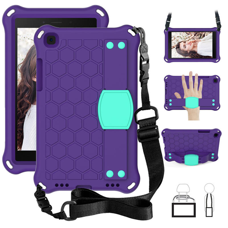 Hive SamSung Tab A 8.0 T380/T385/T387/T377/T330 Tablet Case Durable Stand Cover With Shoulder Strap-PurpleAqua