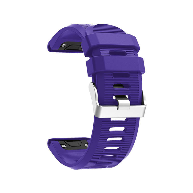 26mm Strap For Garmin Fenix 5X/5X Plus/3/3 HR/6X/6X Pro Watchband Quick Release Easy Fit Silicone Bands Silver Buckle-Purple