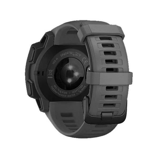 For Garmin Instinct Watchband Soft Silicone Adjustable Replacement Strap 22MM Black Steel Buckle-Graphite Gray