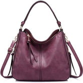 Handbags for Women Large Designer Ladies Hobo bag Bucket Purse Faux Leather-Purple