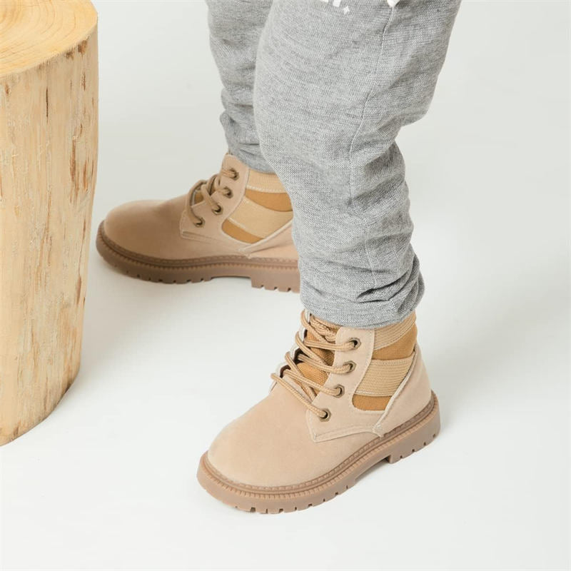 Toddler-Unisex Boots Lace up Winter Snow High Top Shoes Outdoor-Beige