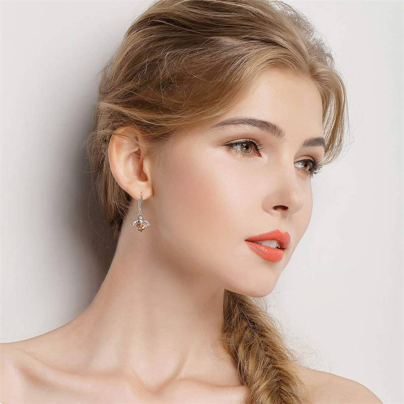 Queen Bee Dangle Earrings + Crystal Bee Bracelet for Women Teen Girls