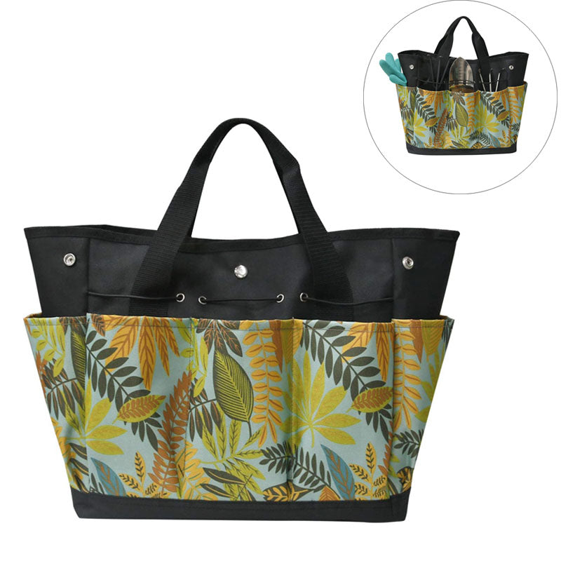 Home & LivingGarden Tools Bag Gardening Tote Organizer with 8 Deep Pockets for Gardener Regular Size Tools Storage -Black Yellow