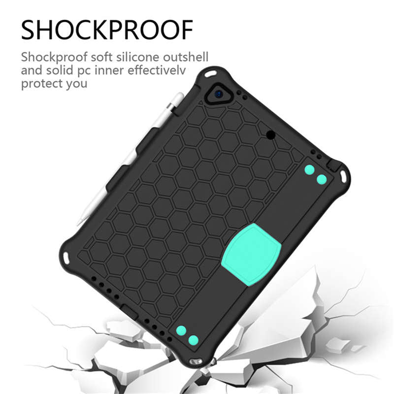 Hive iPad Case For iPad 5/6/Pro 9.7/iPad9.7 Durable Stand Cover With Shoulder Strap-BlackAqua