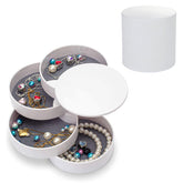 Home & LivingJewelry Storage Box 4-Layer Rotatable Jewelry Accessory Organizer Tray with Lid for Rings Bracelets -White
