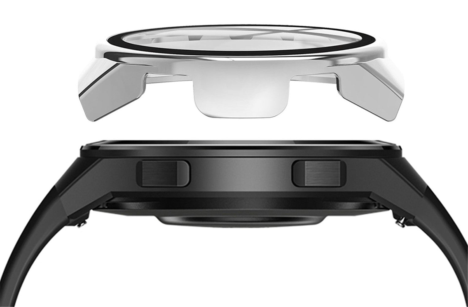 PC + Glass Full Cover WatchCase For Huawei Watch GT2E-Silver