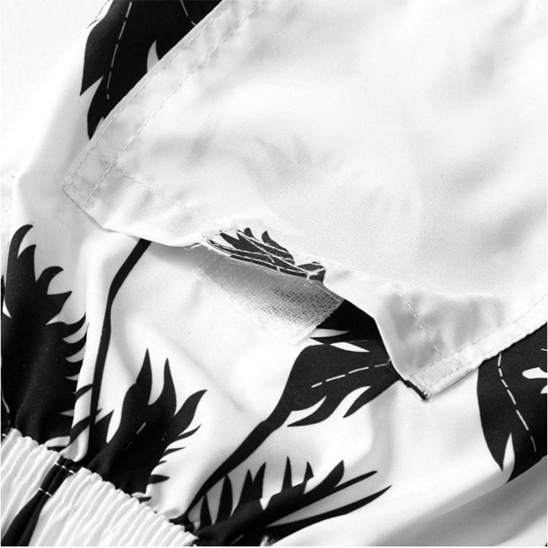 Boys Swim Trunks Camouflage Quick Dry Beach Shorts with Mesh Lining-White